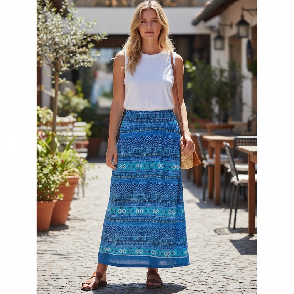 Kuhl Boho Festival Maxi Skirt Size S Organic Cotton Costal Art to Wear Rave